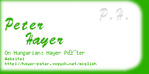peter hayer business card